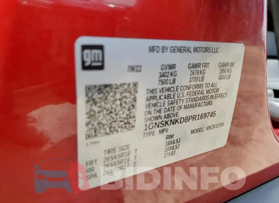 1GNSKNKD8PR169745 Photo# 14