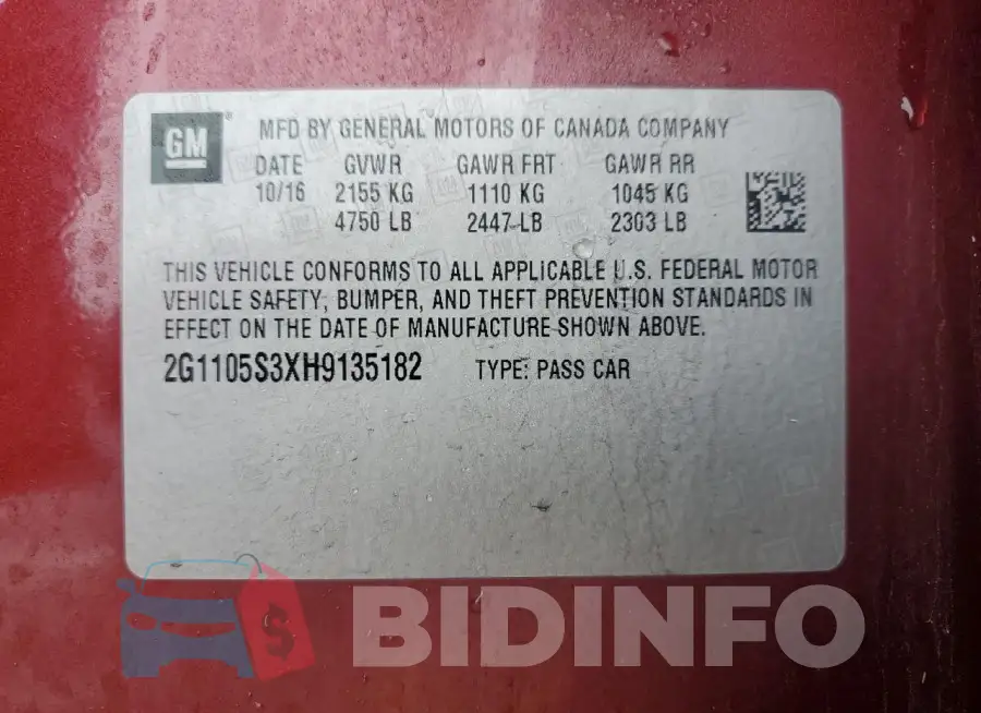 2G1105S3XH9135182 Photo# 12