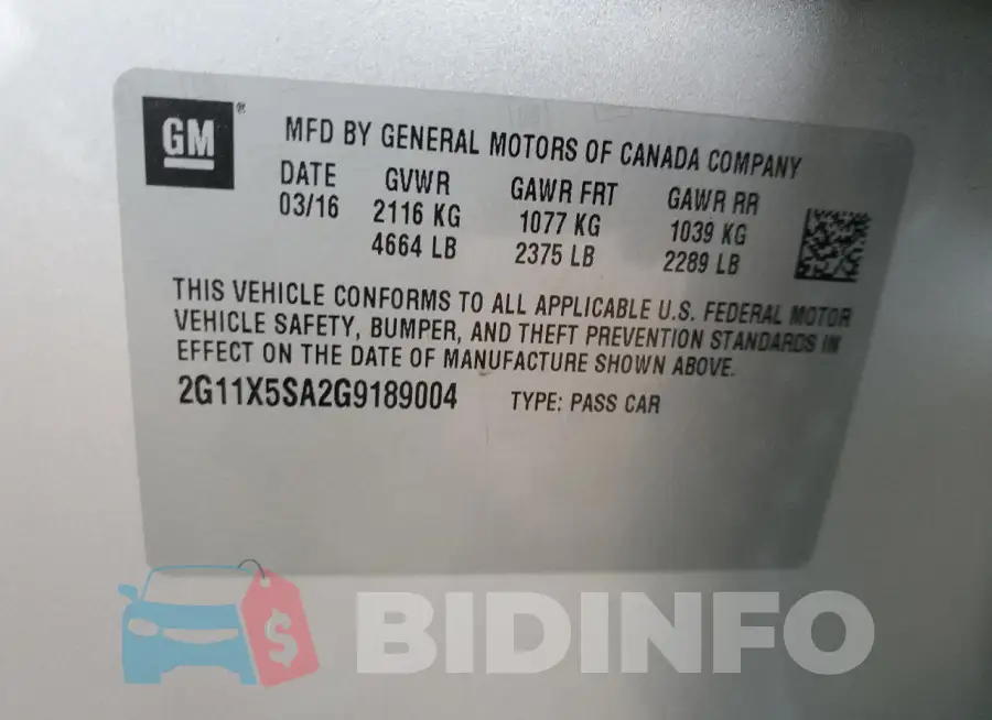 2G11X5SA2G9189004 Photo# 12