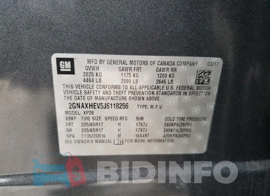 2GNAXHEV5J6118256 Photo# 13
