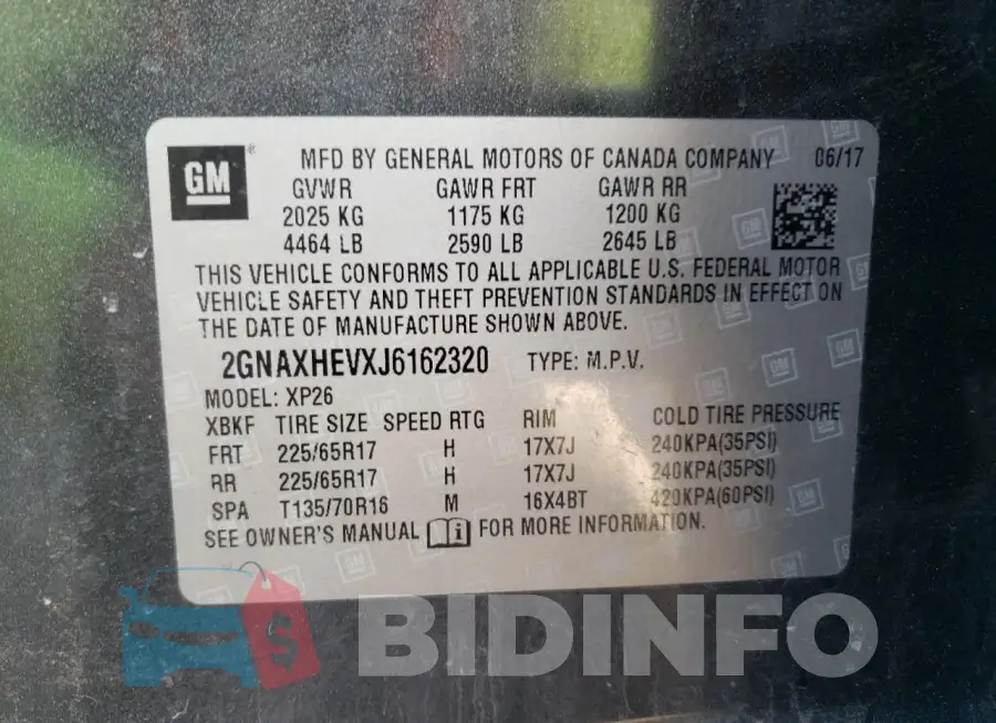 2GNAXHEVXJ6162320 Photo# 13