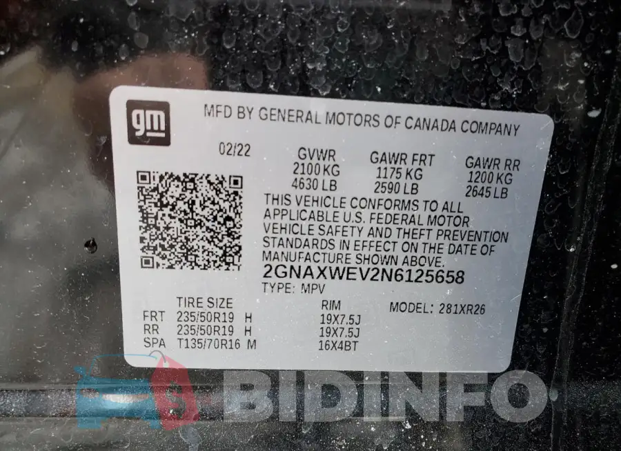 2GNAXWEV2N6125658 Photo# 13