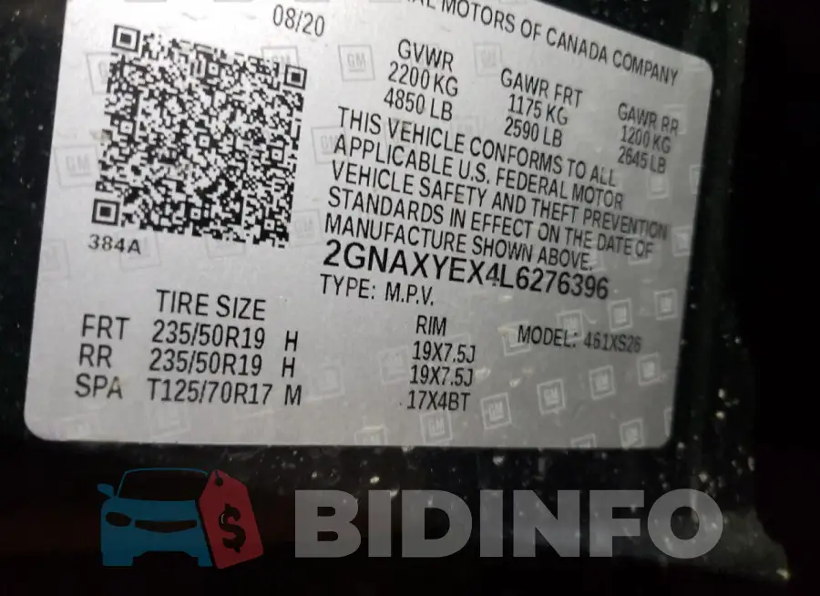 2GNAXYEX4L6276396 Photo# 13