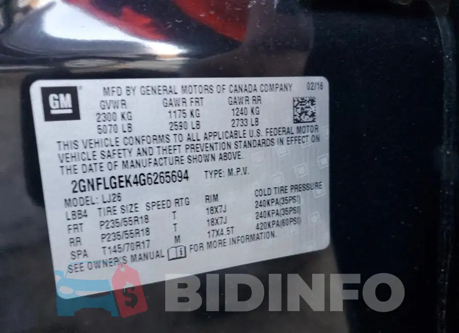 2GNFLGEK4G6265694 Photo# 14
