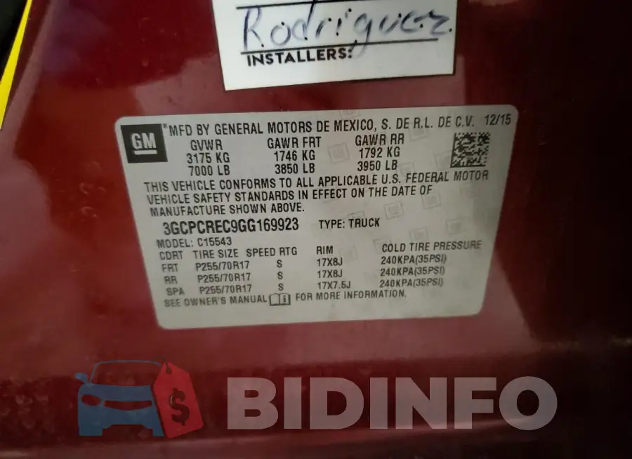 3GCPCREC9GG169923 Photo# 12