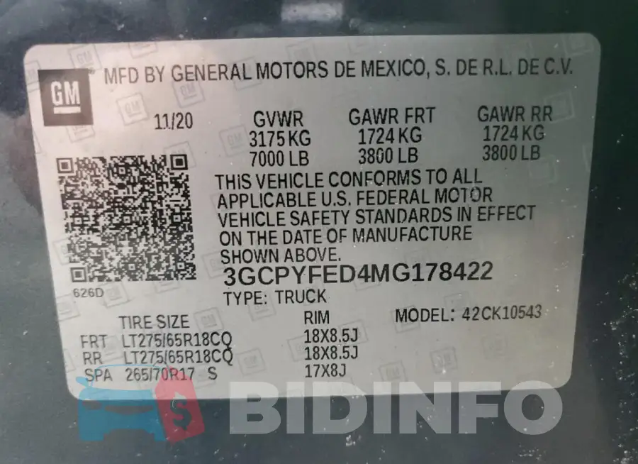 3GCPYFED4MG178422 Photo# 12