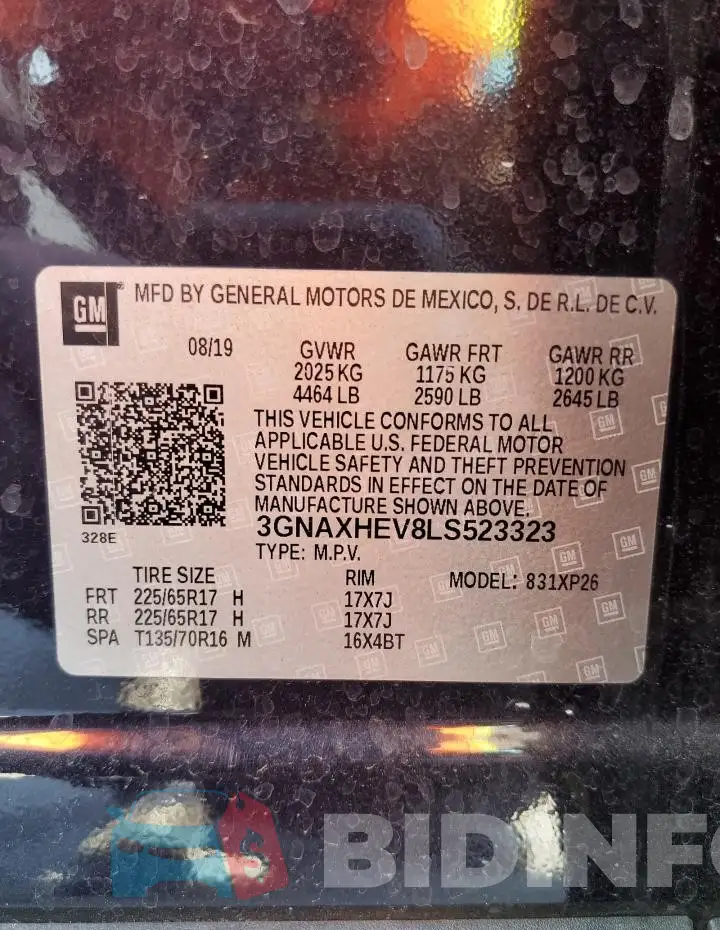 3GNAXHEV8LS523323 Photo# 14