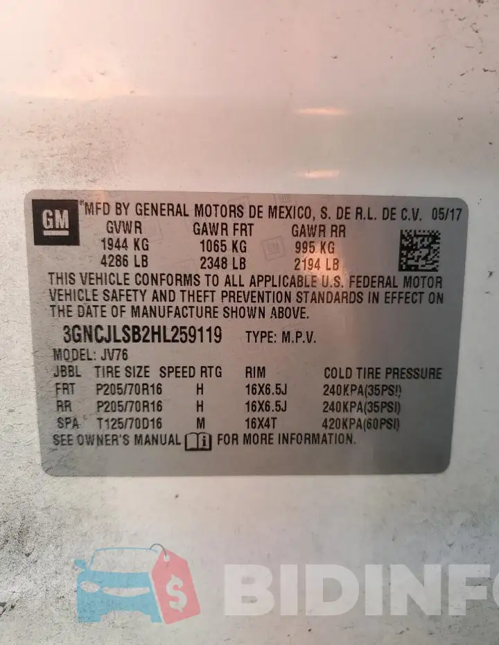3GNCJLSB2HL259119 Photo# 13