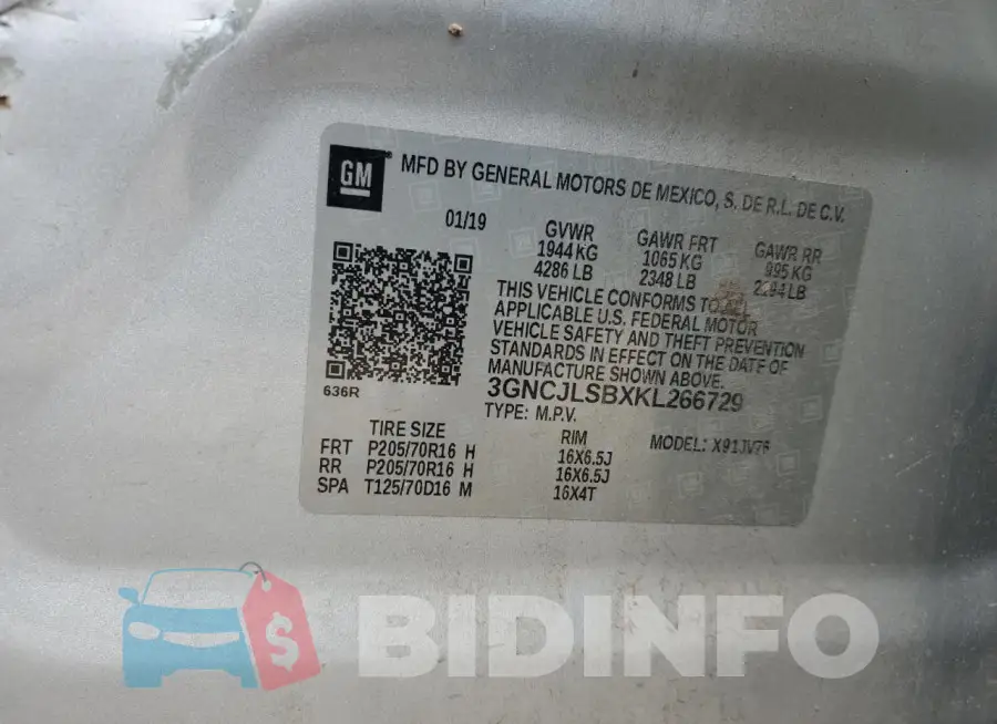3GNCJLSBXKL266729 Photo# 13