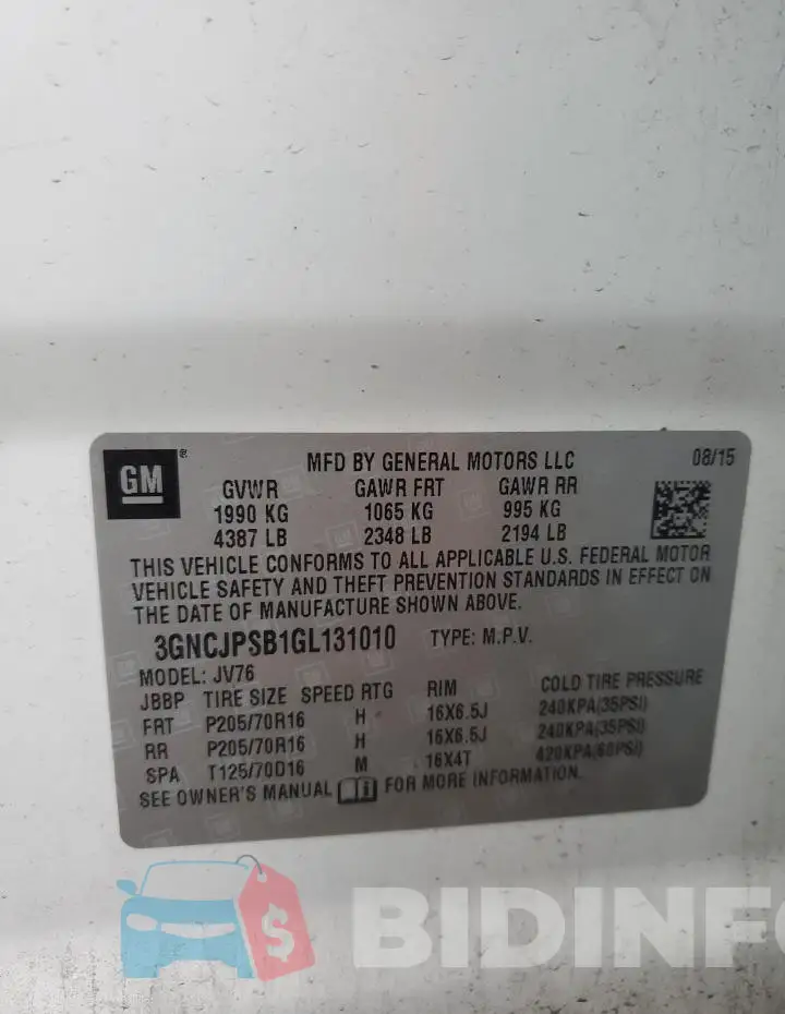 3GNCJPSB1GL131010 Photo# 13