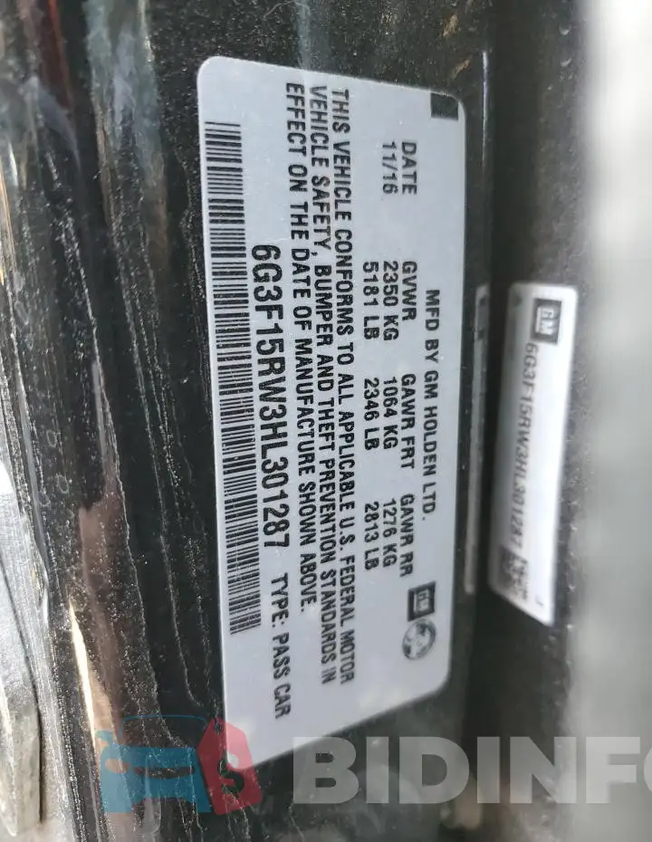 6G3F15RW3HL301287 Photo# 12
