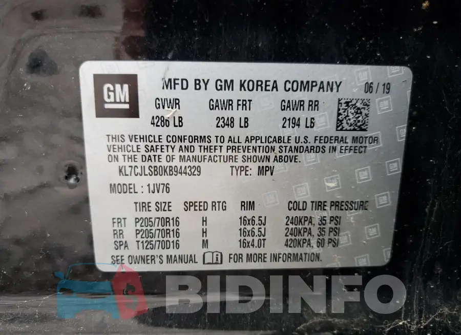 KL7CJLSB0KB944329 Photo# 13