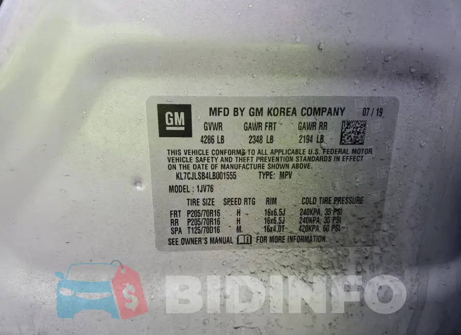 KL7CJLSB4LB001555 Photo# 12