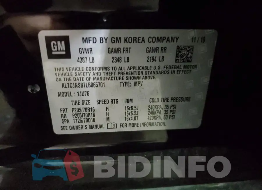 KL7CJNSB7LB065701 Photo# 13