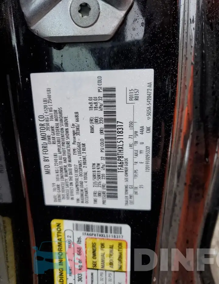1FA6P8THXL5118317 Photo# 12