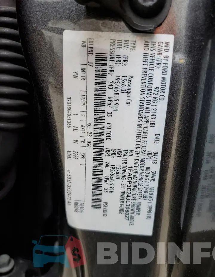 1FADP3E24JL308027 Photo# 12