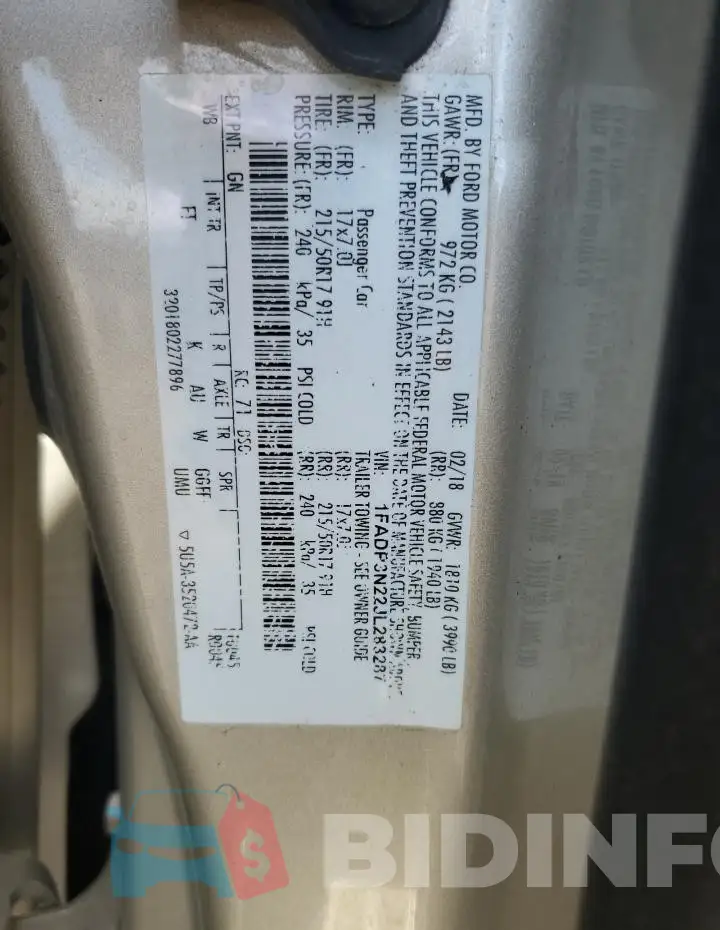 1FADP3N22JL283287 Photo# 12