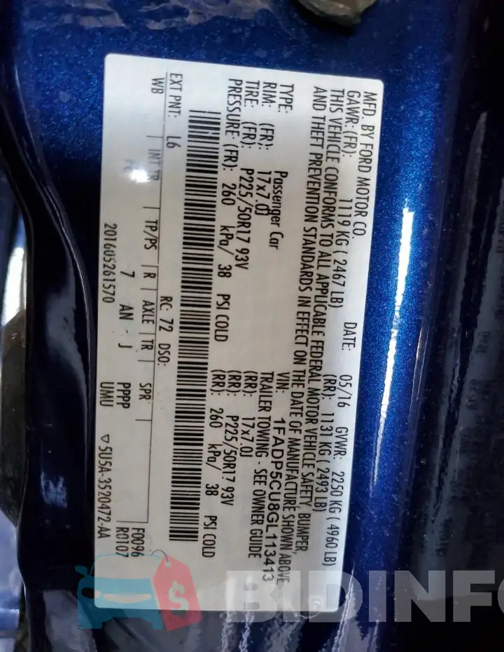 1FADP5CU8GL113413 Photo# 13