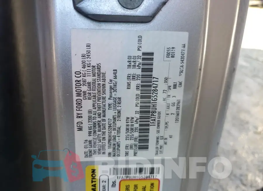 1FATP8UH1G5284717 Photo# 12