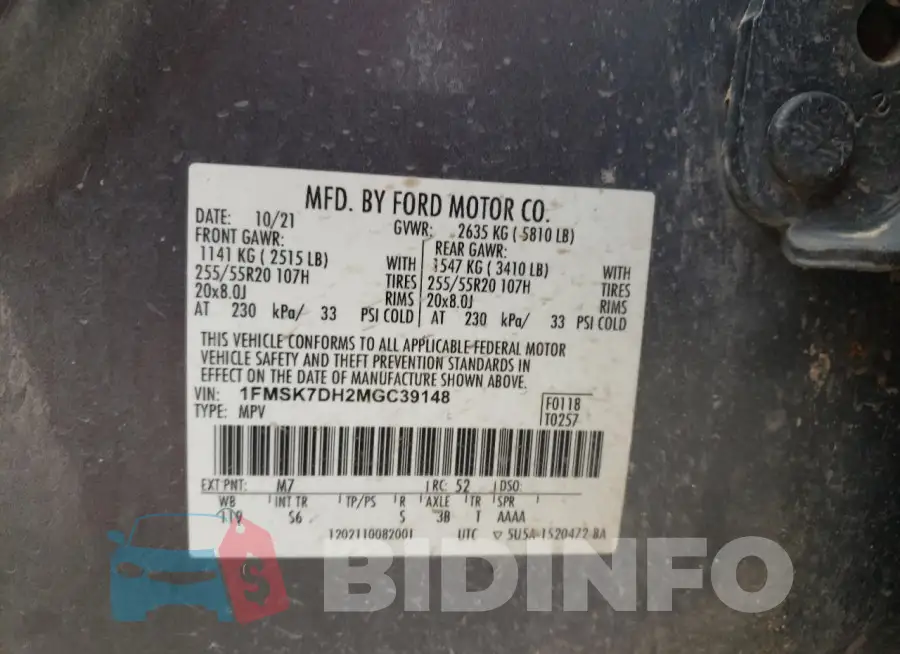 1FMSK7DH2MGC39148 Photo# 14