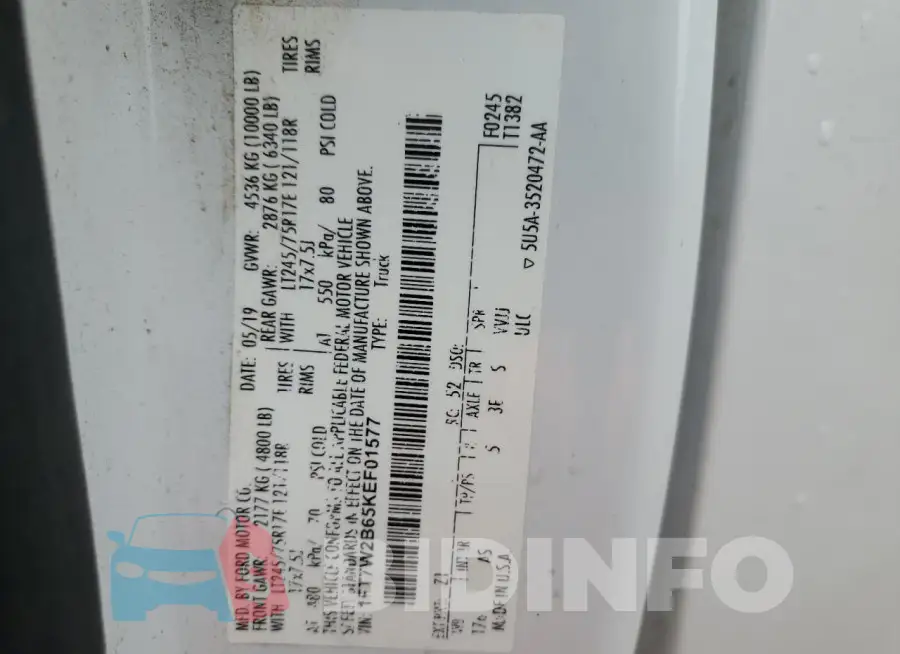 1FT7W2B65KEF01577 Photo# 13