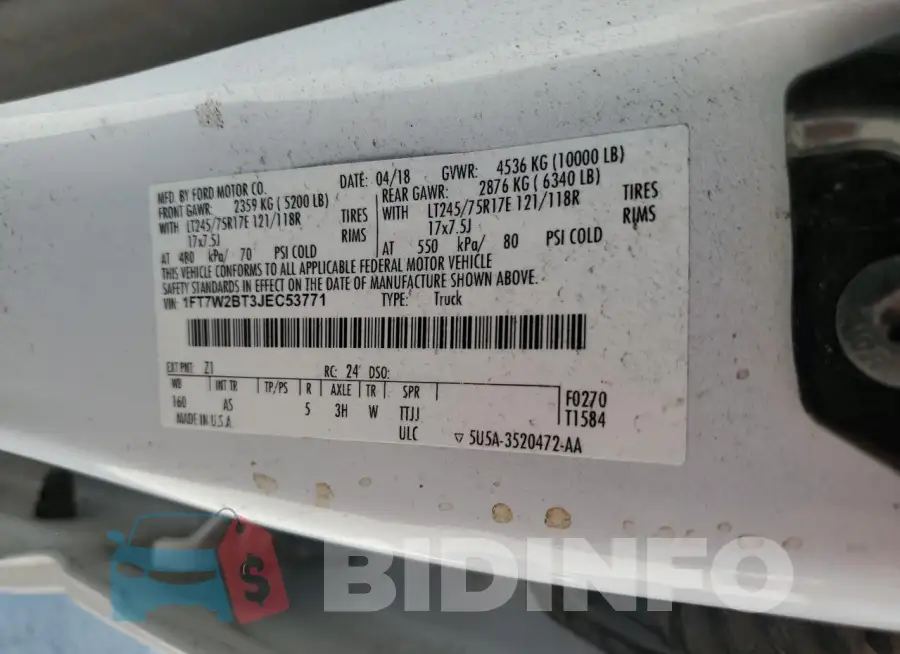 1FT7W2BT3JEC53771 Photo# 12