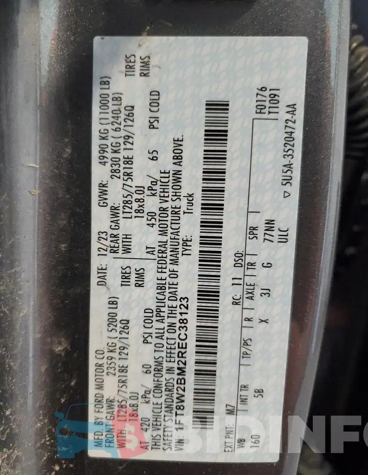 1FT8W2BM2REC38123 Photo# 12