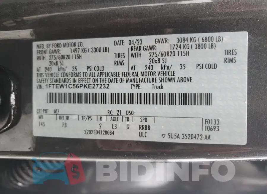 1FTEW1C56PKE27232 Photo# 12