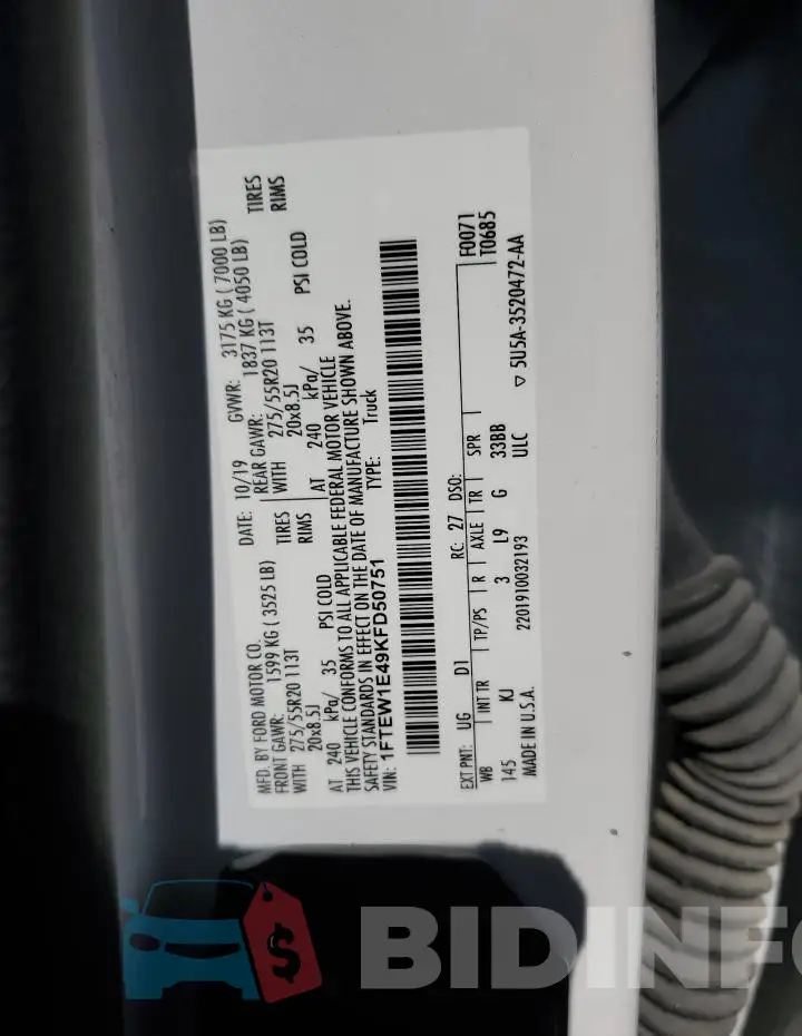 1FTEW1E49KFD50751 Photo# 12