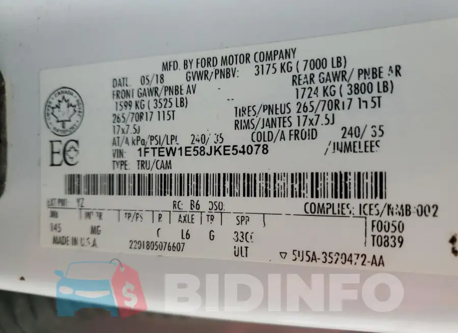 1FTEW1E58JKE54078 Photo# 13