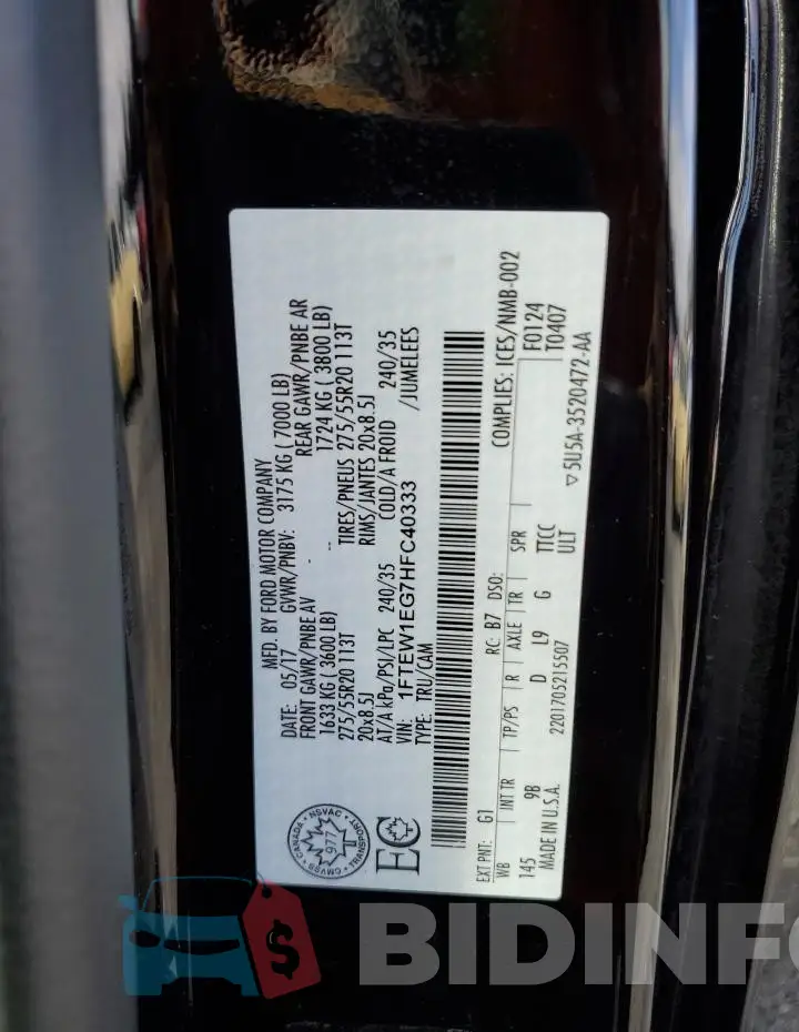 1FTEW1EG7HFC40333 Photo# 12