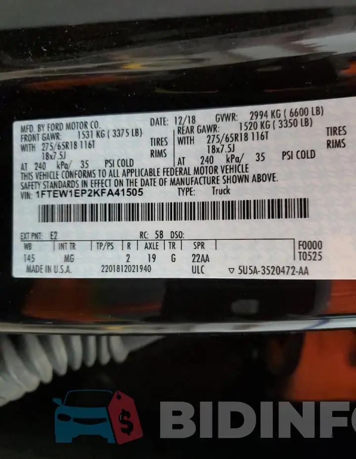 1FTEW1EP2KFA41505 Photo# 12