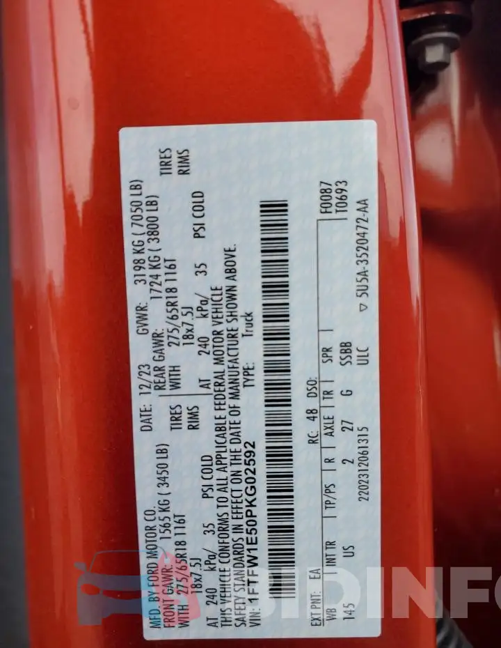1FTFW1E50PKG02592 Photo# 12