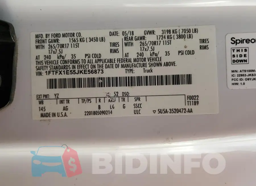 1FTFX1E55JKE56873 Photo# 12