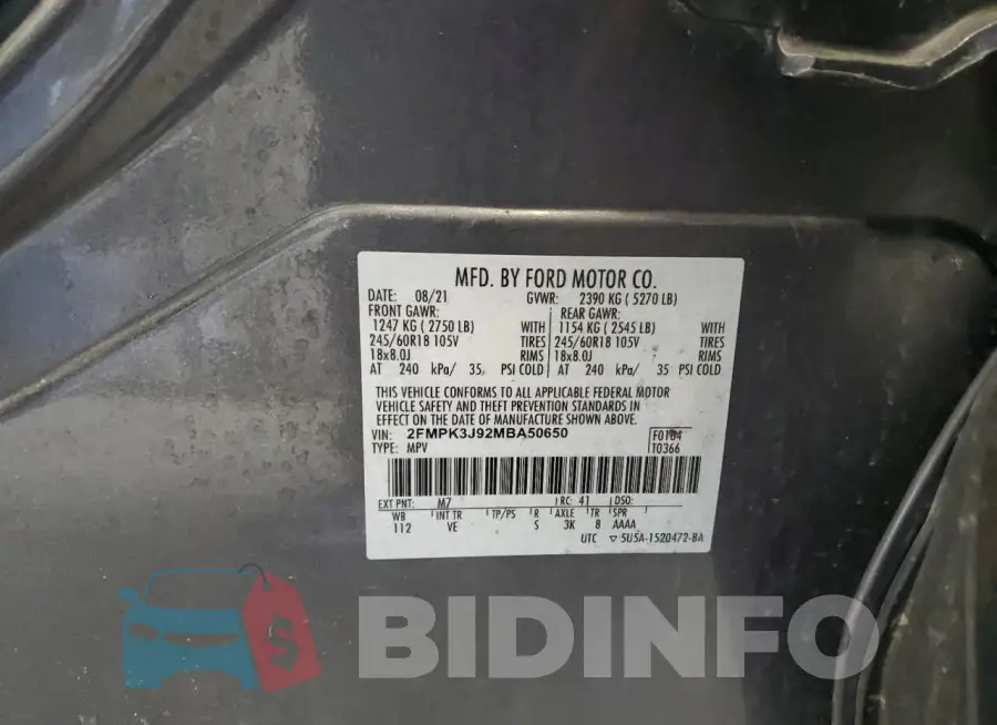 2FMPK3J92MBA50650 Photo# 12