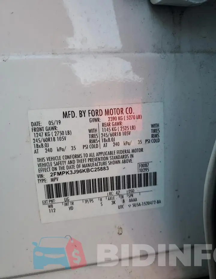2FMPK3J96KBC25883 Photo# 14