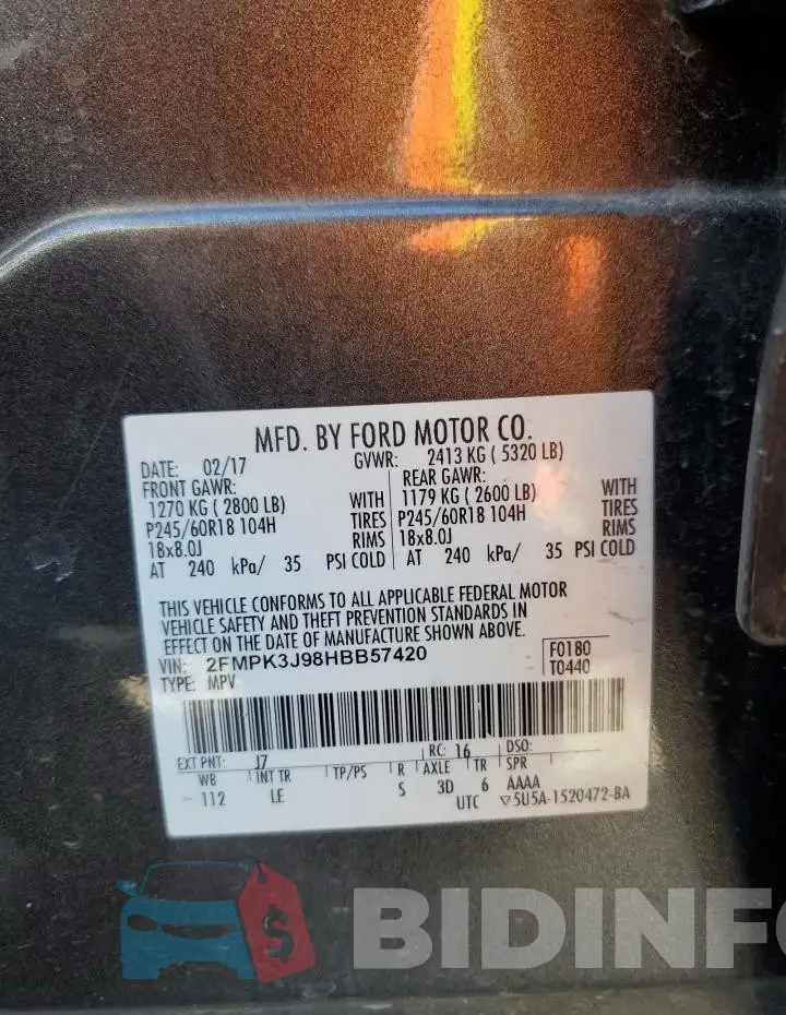 2FMPK3J98HBB57420 Photo# 13