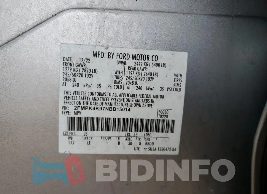 2FMPK4K97NBB15014 Photo# 13
