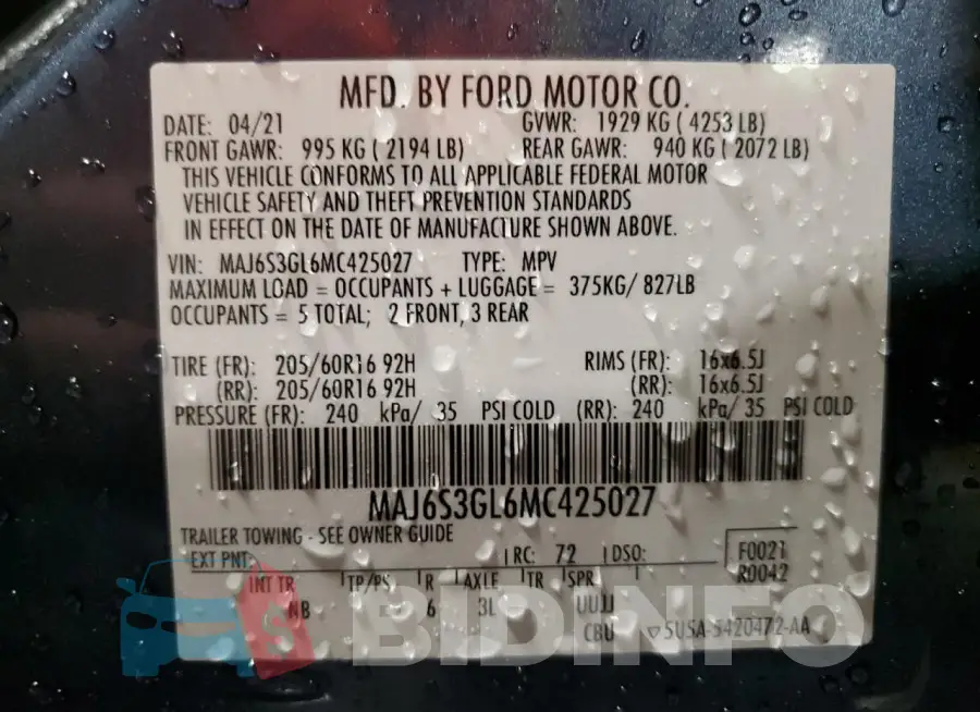 MAJ6S3GL6MC425027 Photo# 13
