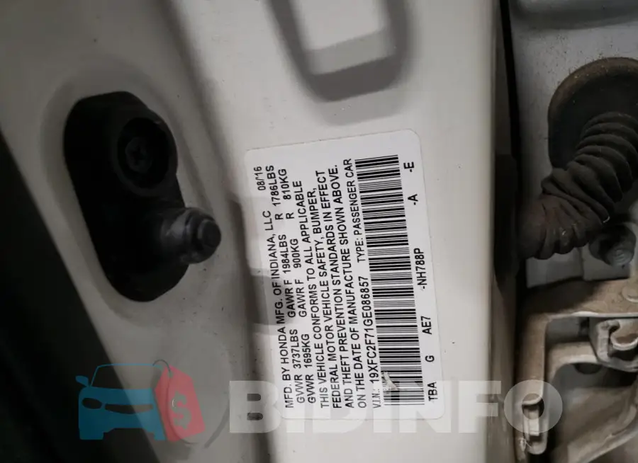 19XFC2F71GE086857 Photo# 12