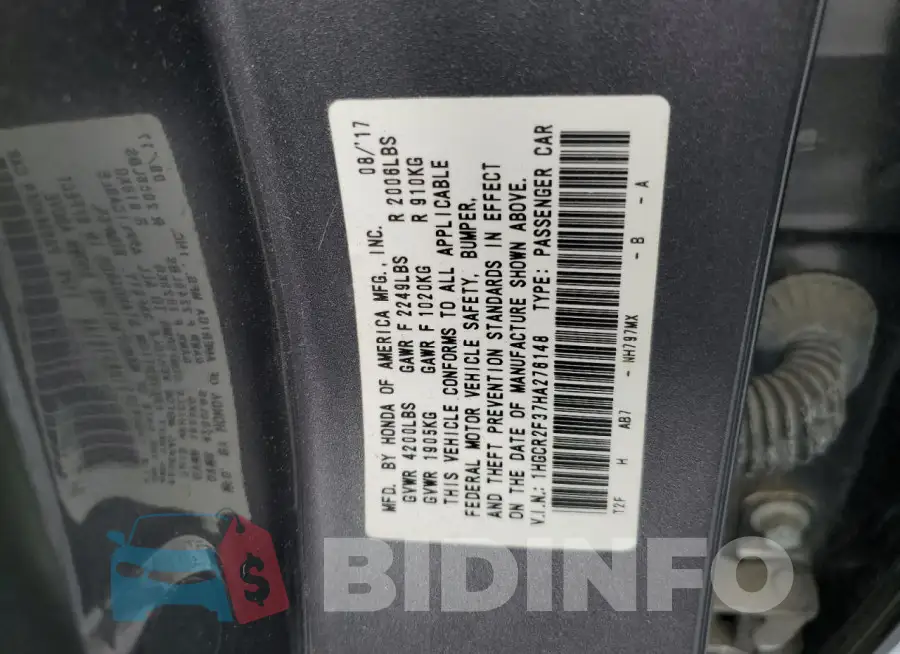 1HGCR2F37HA276148 Photo# 12