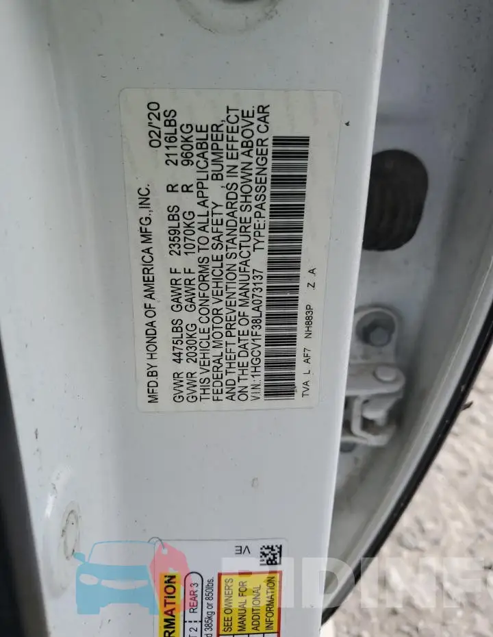 1HGCV1F38LA073137 Photo# 12