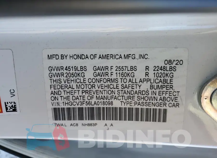 1HGCV3F56LA018098 Photo# 12