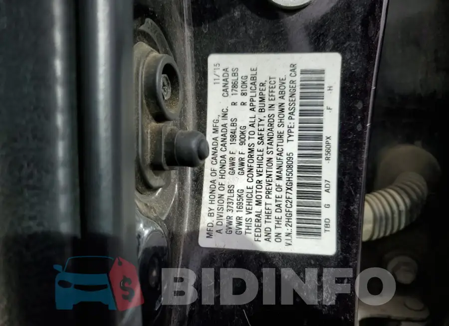 2HGFC2F7XGH508095 Photo# 12