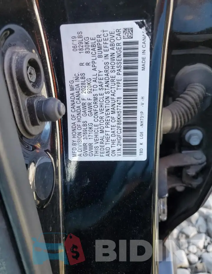 2HGFC2F86KH577478 Photo# 12