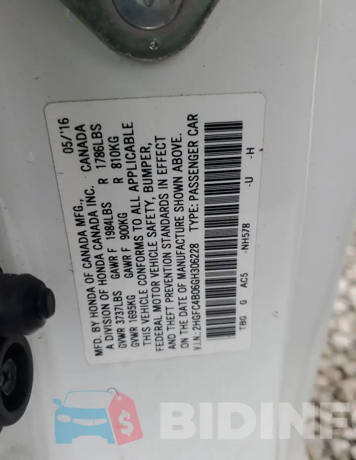 2HGFC4B06GH306228 Photo# 12