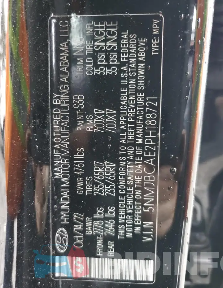 5NMJBCAE2PH188721 Photo# 13