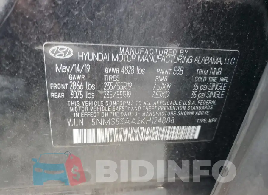 5NMS53AA2KH124888 Photo# 12