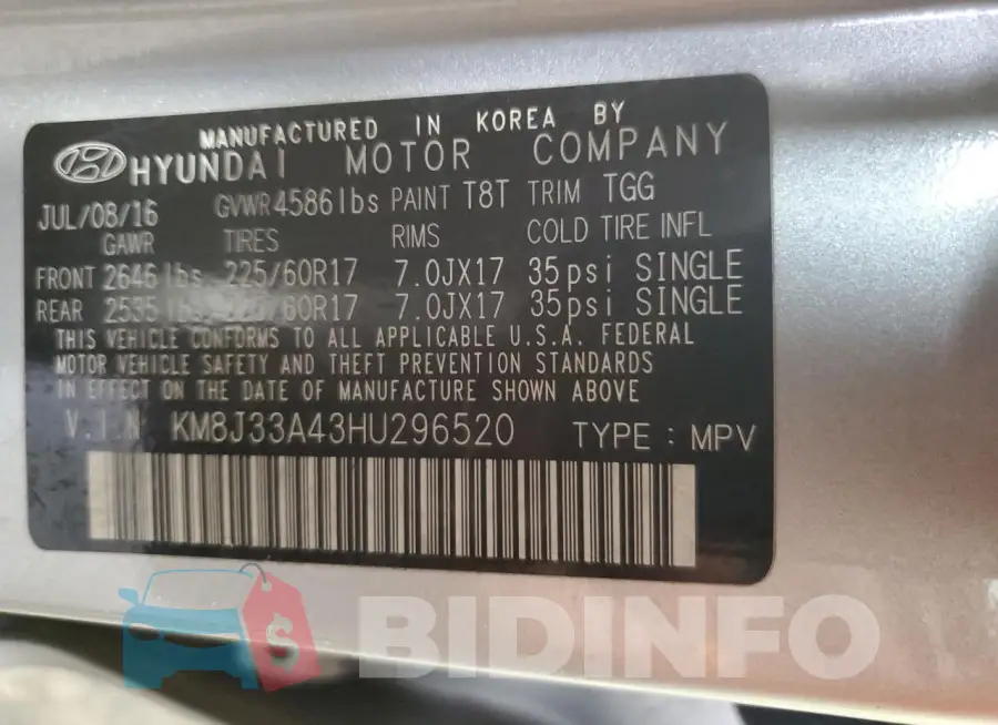 KM8J33A43HU296520 Photo# 13