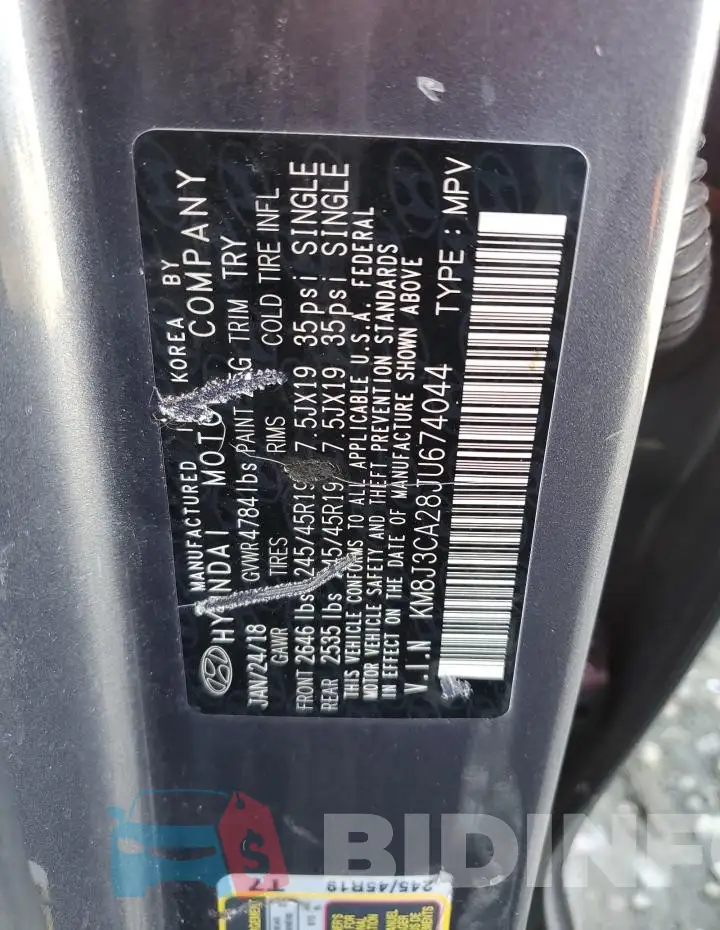 KM8J3CA28JU674044 Photo# 13